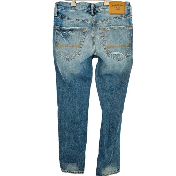 Abercrombie & Fitch Men’s Distressed Skinny Jeans with Patchwork Accents - Picture 10 of 13
